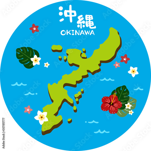Okinawa MAP character hibiscus vector simple
