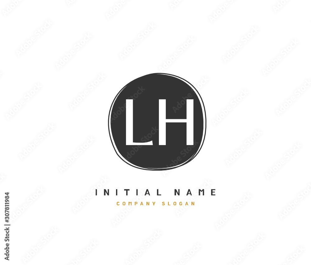 Fototapeta premium L H LH Beauty vector initial logo, handwriting logo of initial signature, wedding, fashion, jewerly, boutique, floral and botanical with creative template for any company or business.