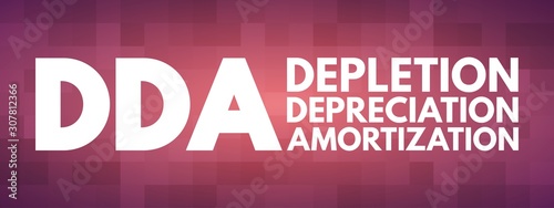 DDA - Depletion Depreciation Amortization acronym, business concept background