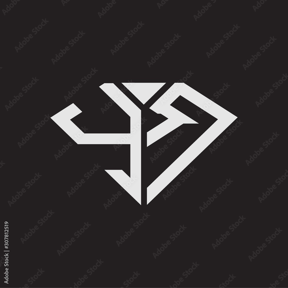 YR Logo monogram with diamonds shape ribbon designs template isolated on black backgrond - obrazy, fototapety, plakaty 