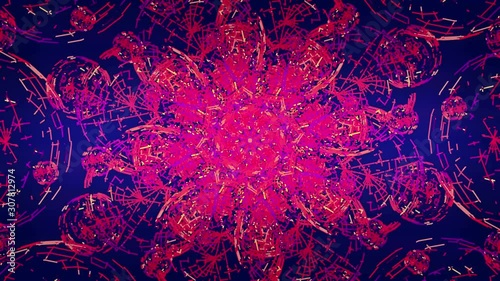 Futuristic, symmetric, shiny, forms. Future, fantasy background. Meditation, esoteric, glowing, relaxation, mandala. Music, concert, dj, dancing, animation.