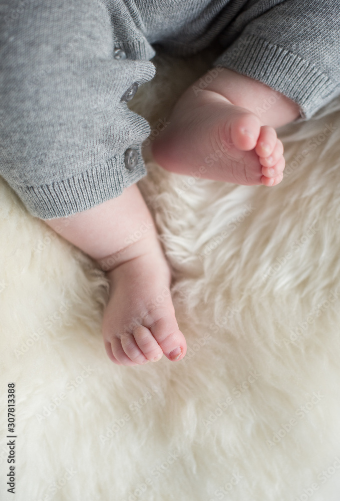 A beautiful soft delicate warm young baby foot photographed with a shallow depth of field. gentle calm colours and feel. baby care and well being. babies feet on a cream fur rug. A beautiful soft delicate warm young baby foot photographed with a shallow depth of field. gentle calm colours and feel. baby care and well being. babies feet on a cream fur rug.
