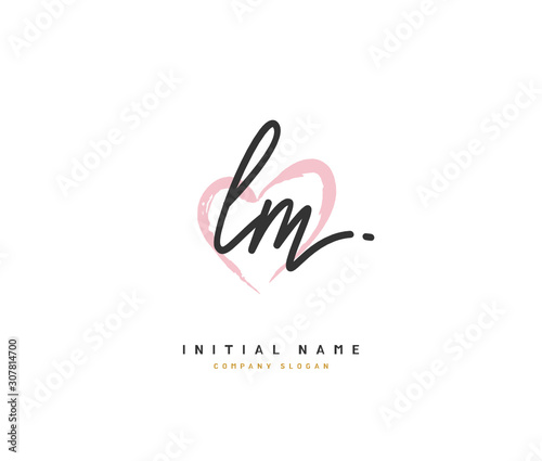 L M LM Beauty vector initial logo, handwriting logo of initial signature, wedding, fashion, jewerly, boutique, floral and botanical with creative template for any company or business.