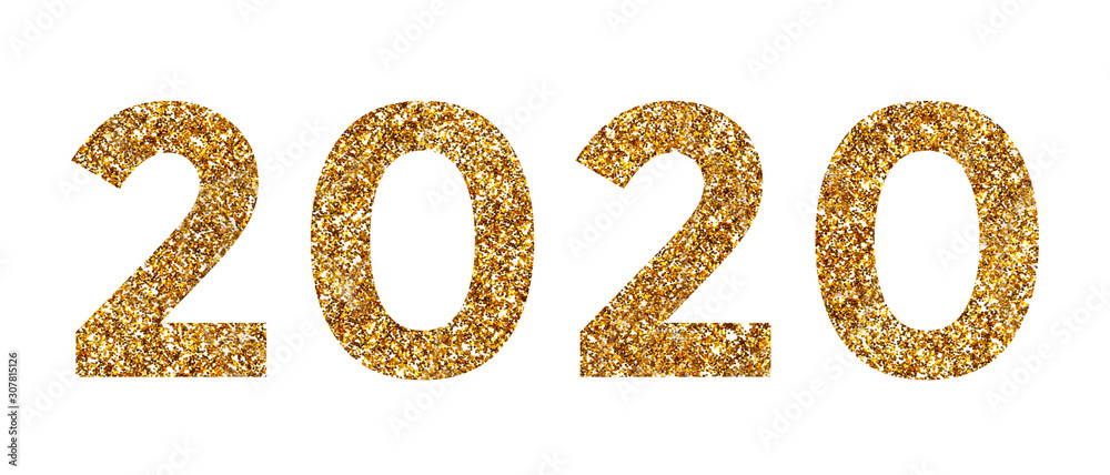 Number 2020 in gold, sparkling numbers isolated on white background Number 2020 in gold, sparkling numbers isolated on white background