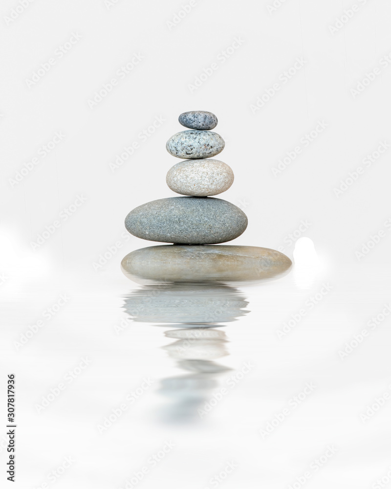 Smooth Pebble Stone Cairn On White