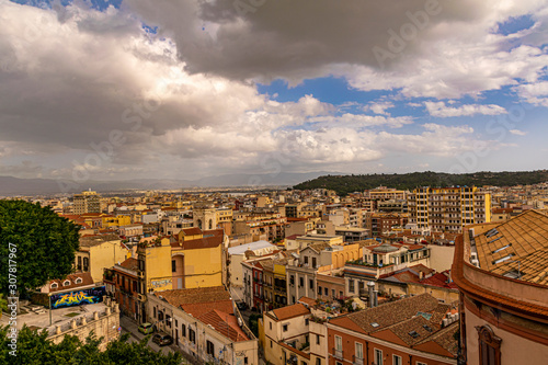 Panoramic view of Cagliari city in a beautiful cloudy day. © zane38