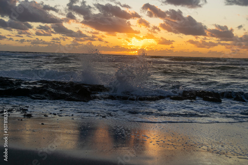 Beautiful cloudscape over the sea  sunset shot.