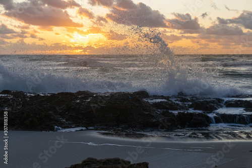 Beautiful cloudscape over the sea, sunset shot.