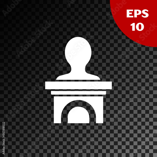 White Stage stand or debate podium rostrum icon isolated on transparent dark background. Conference speech tribune. Vector Illustration