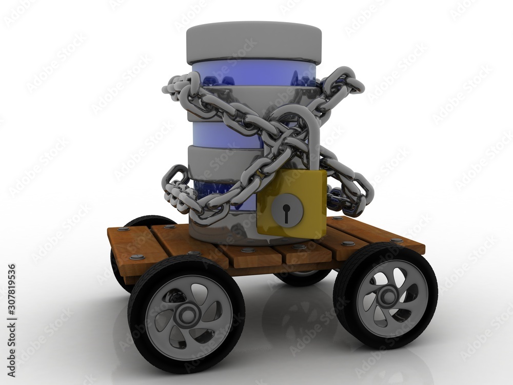 3d illustration Database storage security concept. Disk with lock 3d illustration Database storage security concept. Disk with lock