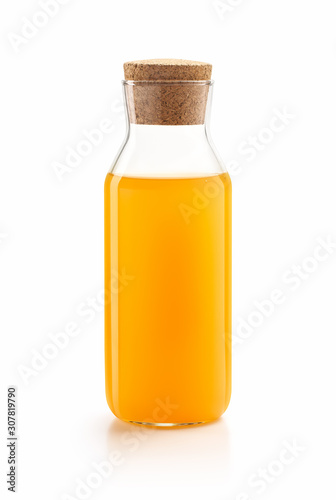 Bottle of fresh orange juice isolated on white background - clipping path included