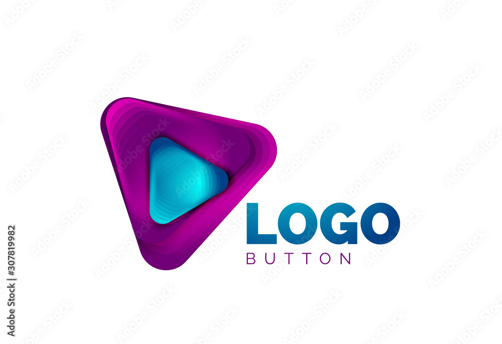 Play, arrow or download button icon, minimal design business logo template. 3d geometric bold in relief style with color blend steps effect. Vector Illustration For Wallpaper, Banner, Background, Card Play, arrow or download button icon, minimal design business logo template. 3d geometric bold in relief style with color blend steps effect. Vector Illustration For Wallpaper, Banner, Background, Card