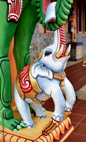 Beautiful elephant statue at a Hindu temple