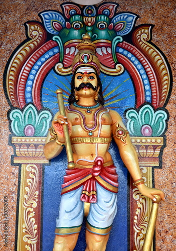 Colorful god statue at a Hindu temple