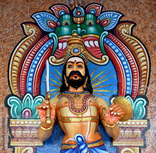 Colorful statue of a god at a Hindu temple