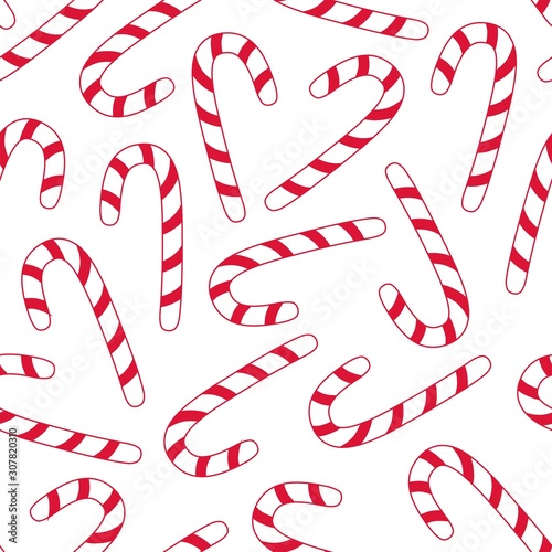 Christmas candy pattern for fabric design. Cartoon christmas illustration. Decoration red element. Vector illustration, isolated object. Xmas holiday.