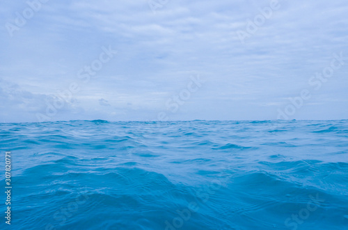 Beautiful deep blue sea ocean and sky