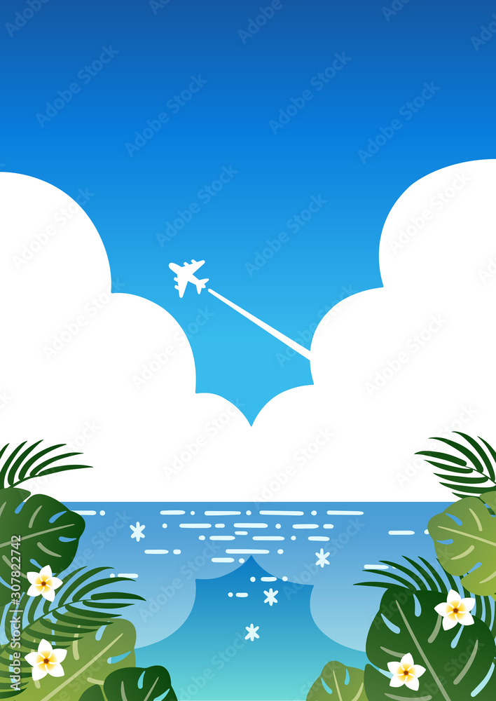 Southern country / Blue sky & sea / side vector cute