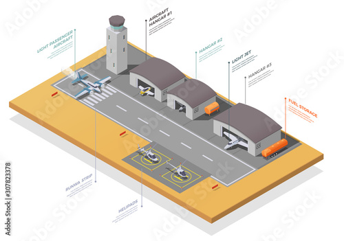 Small Air Transport Isometric Composition