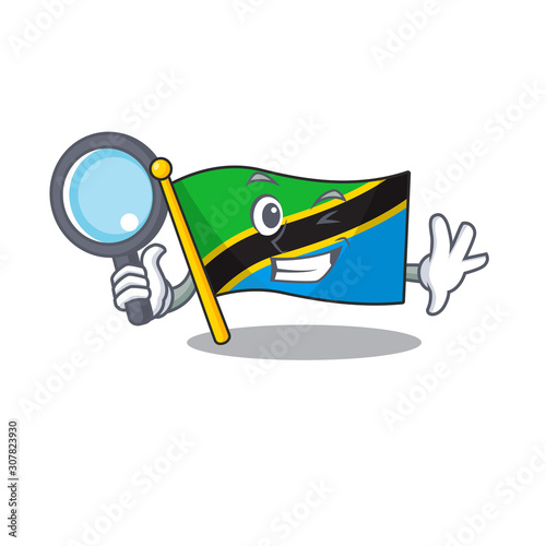 One eye flag tanzania Detective cartoon character style