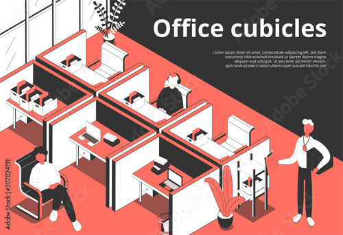 Cubicle Office Isometric Background