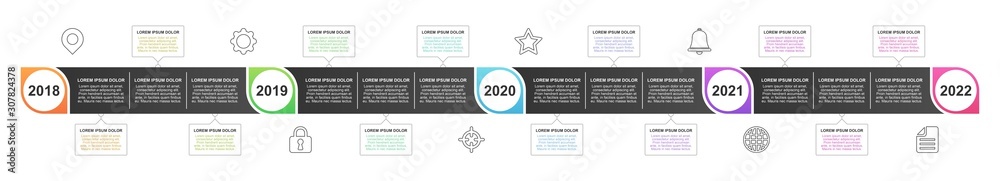 Timeline and infographic concept design, modern and elegant, with icons. Easy to customize template. EPS 10.