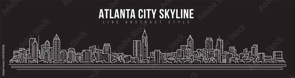 Fototapeta Cityscape Budynek panorama Linia sztuki Wektor ilustracja projektu - miasto Atlanta