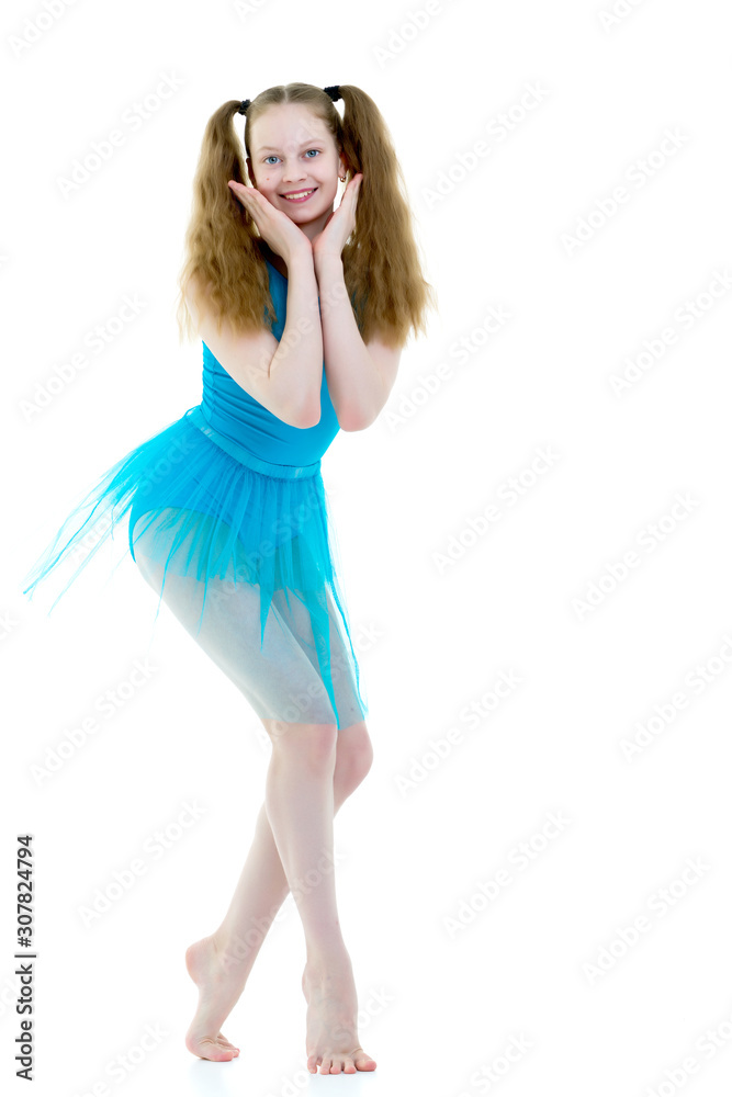 The gymnast prepares to perform the exercise. The gymnast prepares to perform the exercise.