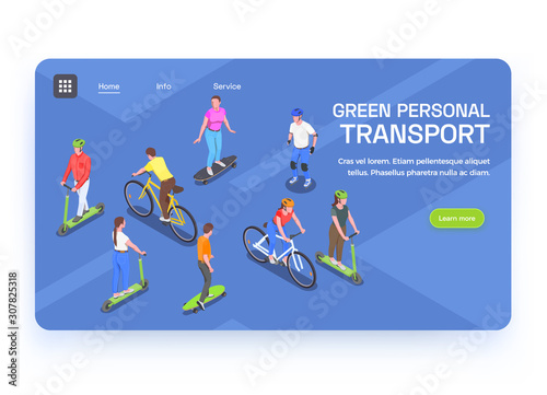 Personal Transport Isometric Banner