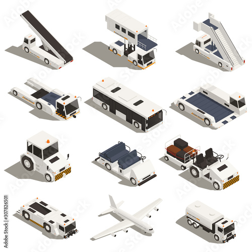 Airport Vehicles Isometric Set
