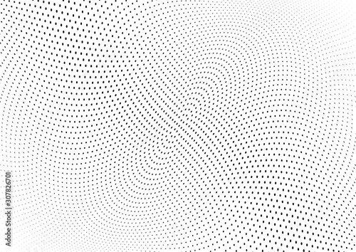 Abstract halftone wave dotted background. Futuristic twisted grunge pattern  dot  circles.  Vector modern optical pop art texture for posters  business cards  cover  labels mock-up  stickers layout