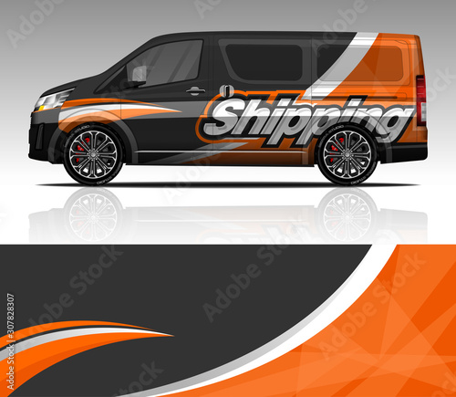 Car wrap decal Van design vector  for advertising or custom livery WRC style  race rally car vehicle sticker and tinting custom. Toyota Hiace.