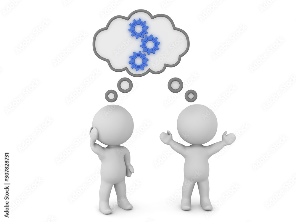 Two 3D Characters brainstorming together Two 3D Characters brainstorming together