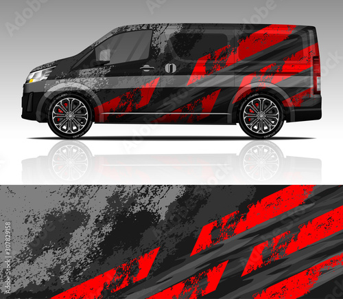 Car wrap decal Van design vector  for advertising or custom livery WRC style  race rally car vehicle sticker and tinting custom. Toyota Hiace.