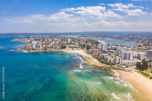 Photography Aerial view of Cronulla and Cronulla Beach in Sydney’s south, Australia on a sun