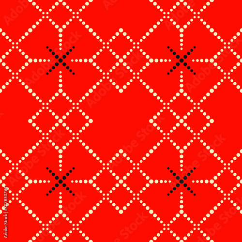 Traditional pointilism seamless pattern. geometrical pattern structured by many dots with vintage color.