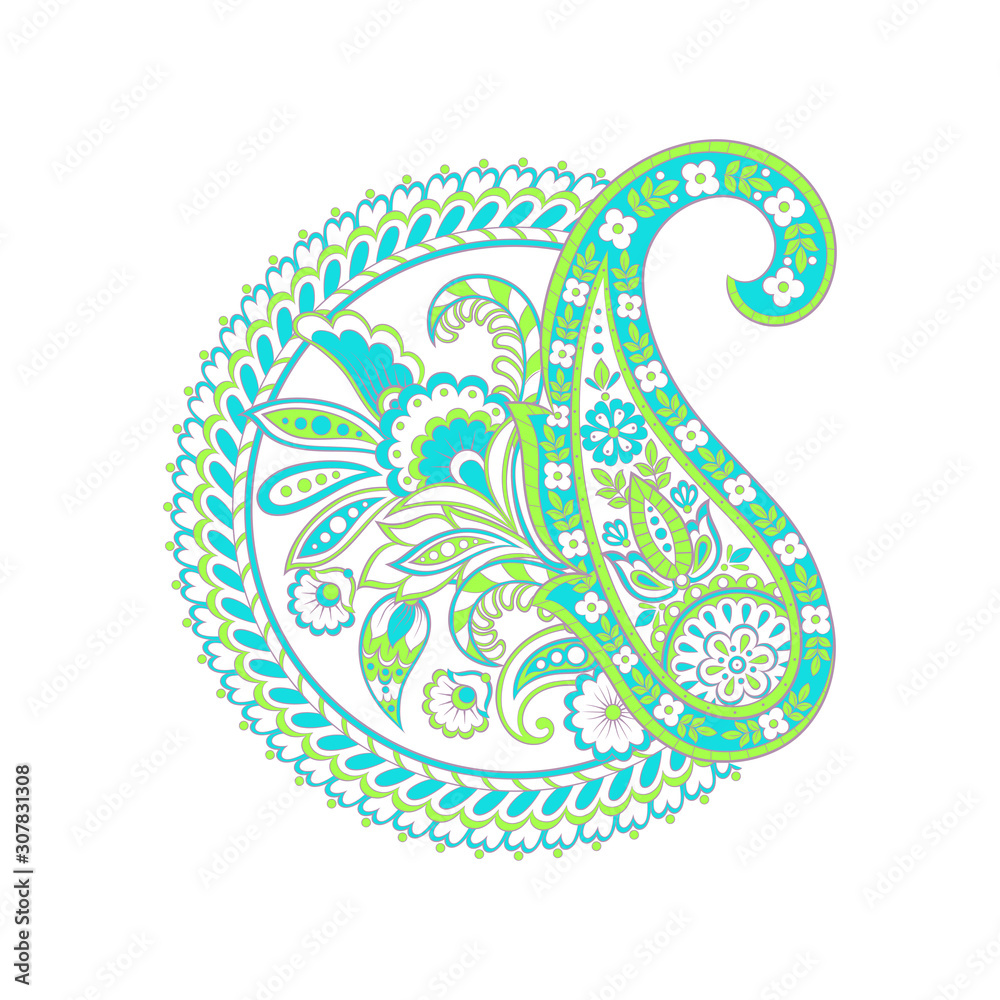 Paisley ethnic isolated ornament. Vector illustration