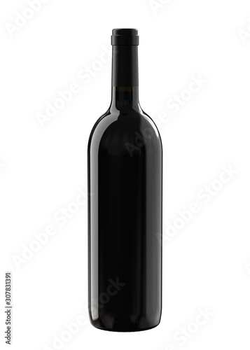 Wallpaper Mural Excellent Glass Bottle of Wine with Beautiful Reflections. Pinot Noir, Malbec, Shiraz, Cabernet, Merlot, Petit Verdot, Bordeaux Wine. Realistic 3D MockUp Isolated on White Background. Torontodigital.ca