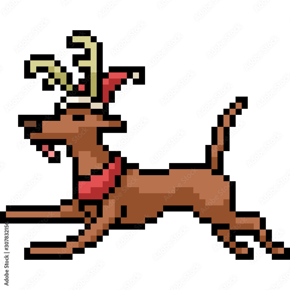 Obraz premium vector pixel art deer dog