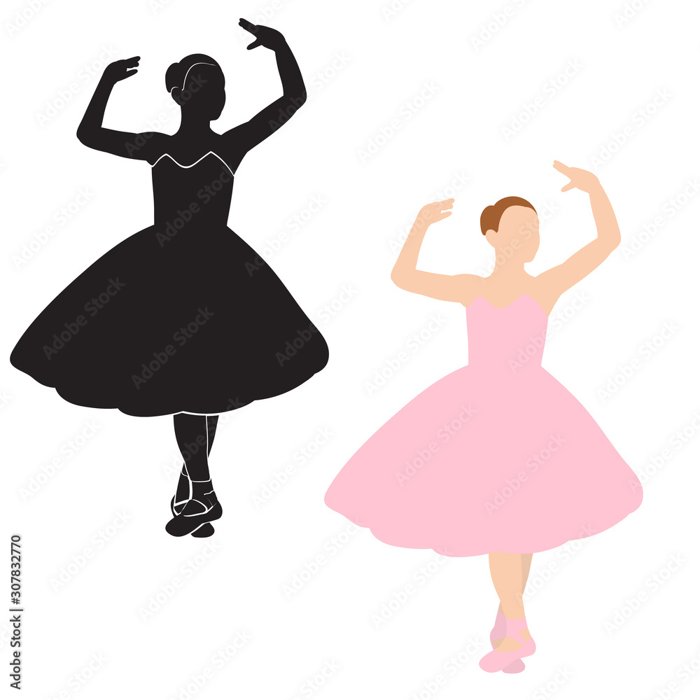 Fototapeta premium silhouette of a dancing ballerina girl, dance