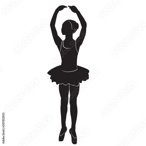 vector, isolated, silhouette of a dancing ballerina girl, ballet