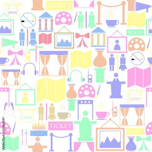museum seamless pattern background icon.