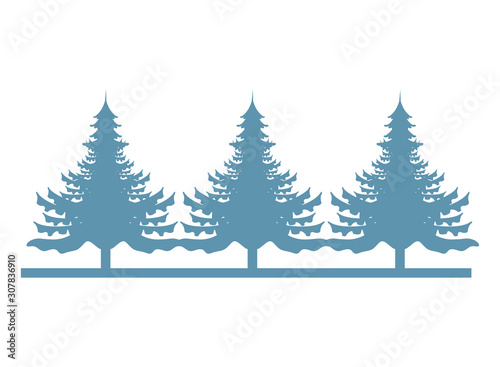 pines trees plants forest scene