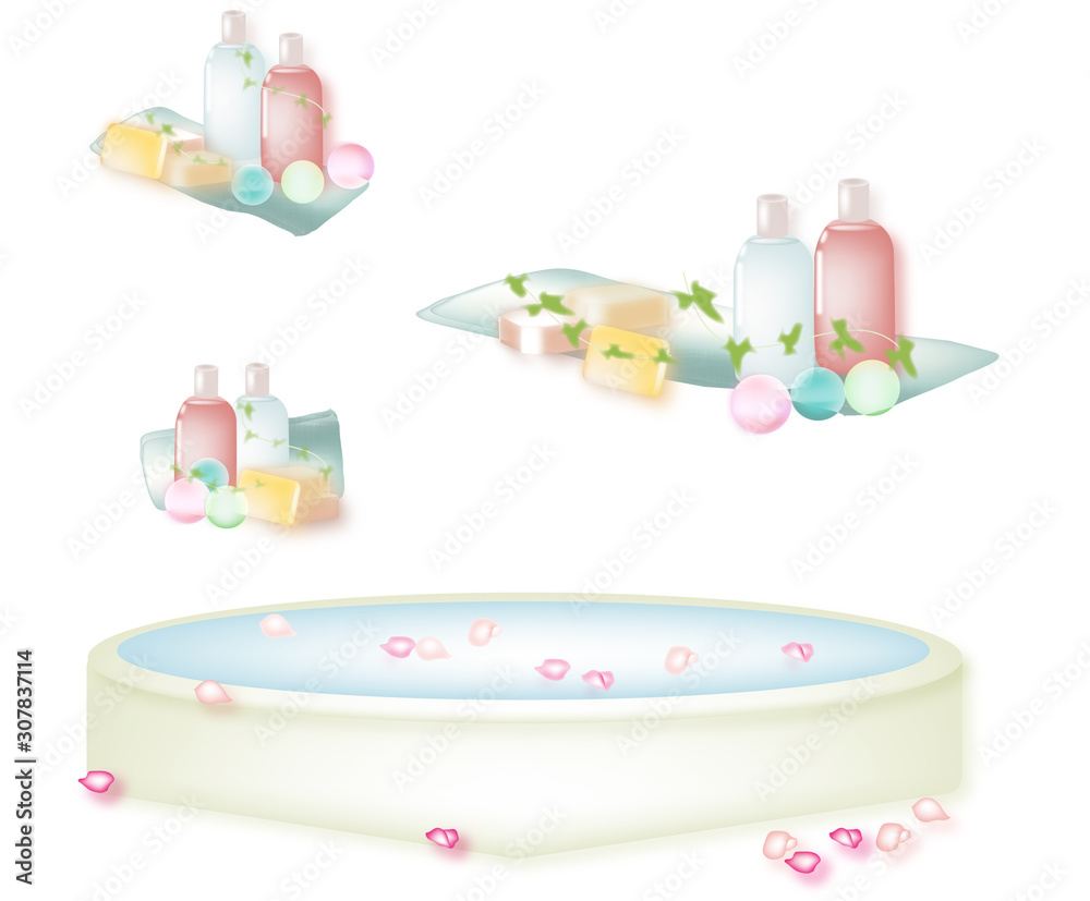 花びらとのジャグジーにシャンプーや固形石鹸のイラストカット素材セット Stock Illustration Adobe Stock 花びらとのジャグジーにシャンプーや固形石鹸のイラストカット素材セット Stock Illustration Adobe Stock