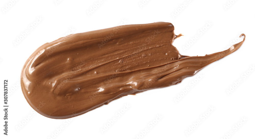 Chocolate cream spread isolated on white background, top view Chocolate cream spread isolated on white background, top view