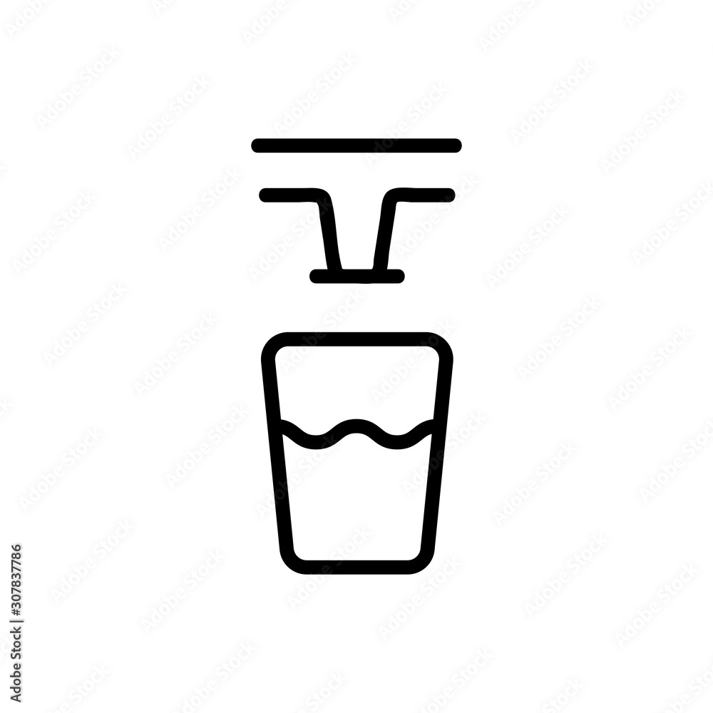 Pour water into the glass icon vector. Thin line sign. Isolated contour symbol illustration Pour water into the glass icon vector. Thin line sign. Isolated contour symbol illustration