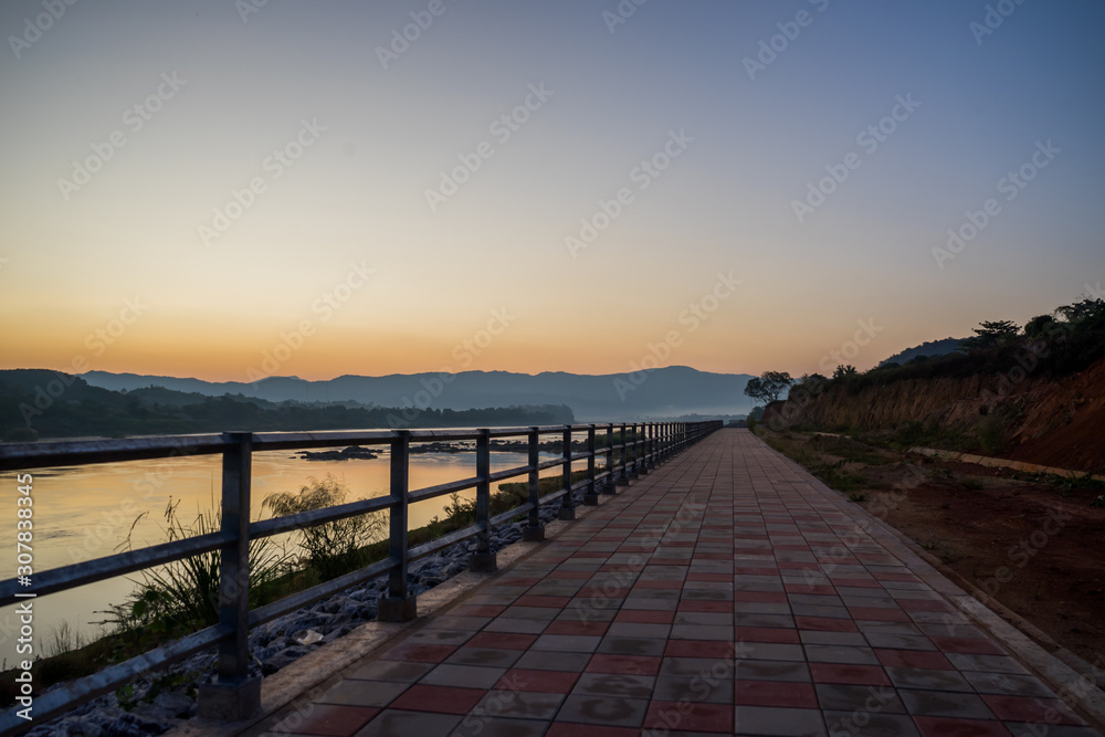 sunset on khong  river