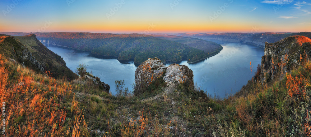 Dnister River Canyon. picturesque dawn