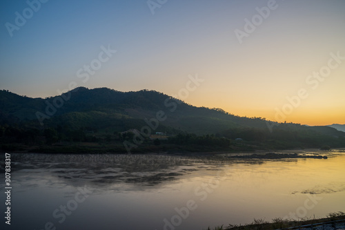 sunset on khong  river © chusakul