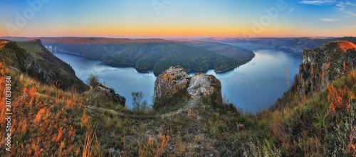 Dnister River Canyon. picturesque dawn